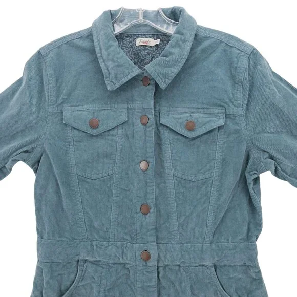 FAHERTY Michelle Dress Blue Corduroy Organic Cotton Lyocell Stretch EUC MEDIUM - Picture 4 of 9